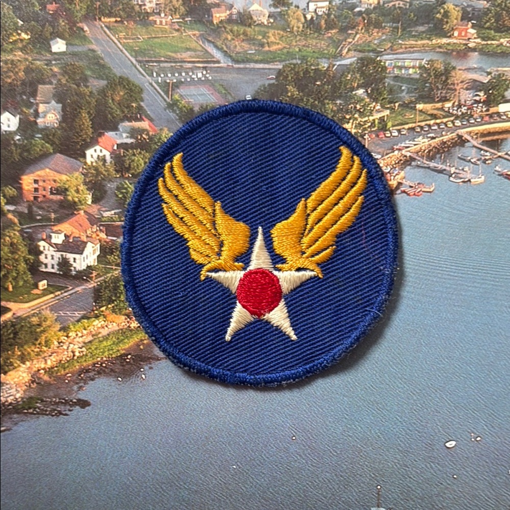 Vintage Blue Patch with Yellow Wings and Red Star